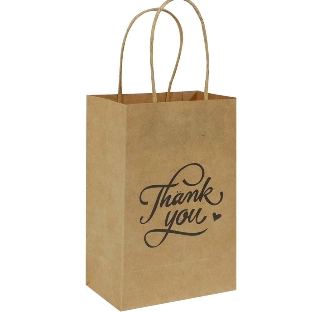 bagmad 50 Pack 5.25x3.25x8 Inch Small Brown Paper Gift Bags with Handles...